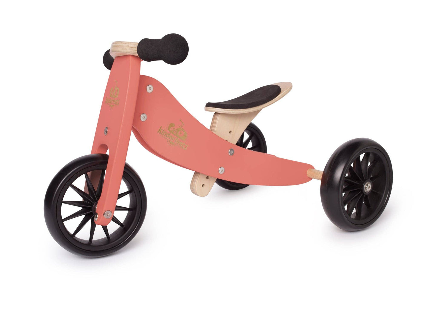kinderfeets - Tiny Tot 2-in-1 Wooden Balance Bike Coral