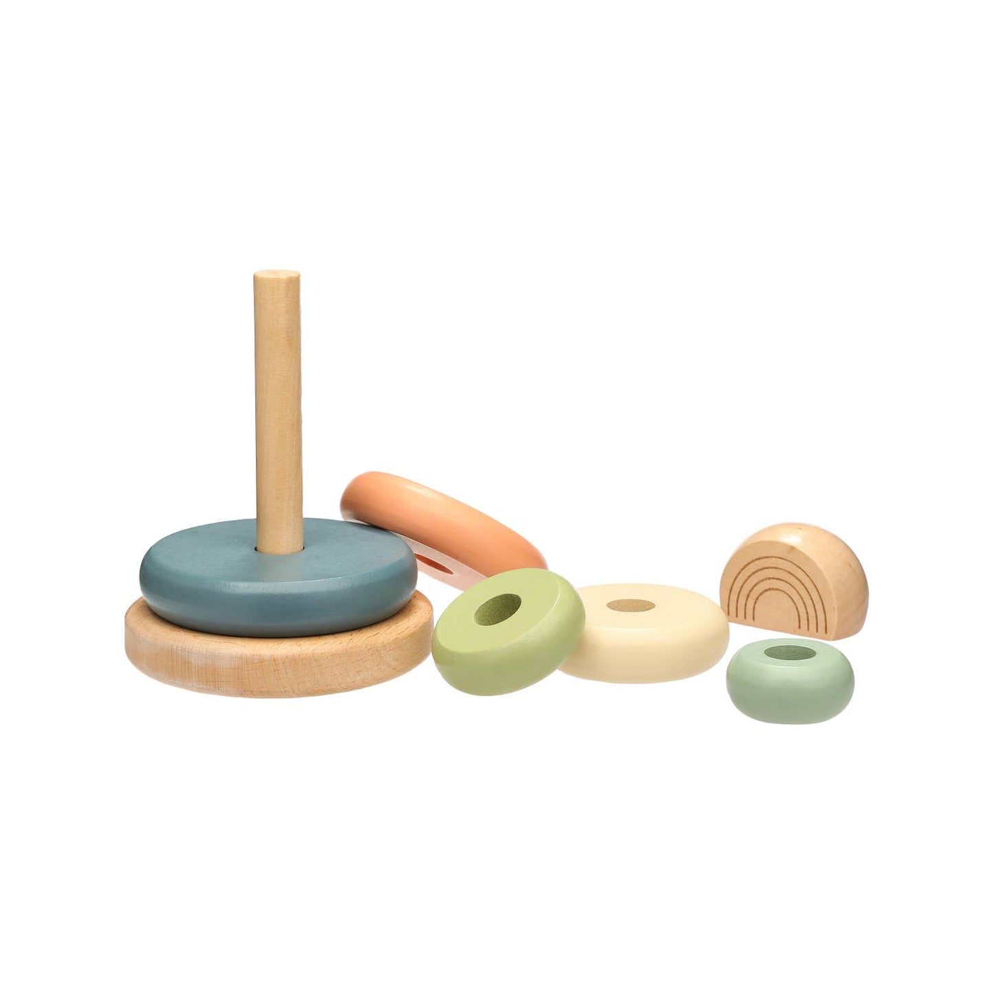 Pearhead - Wooden Stacking Rainbow Tower Baby & Toddler Toy