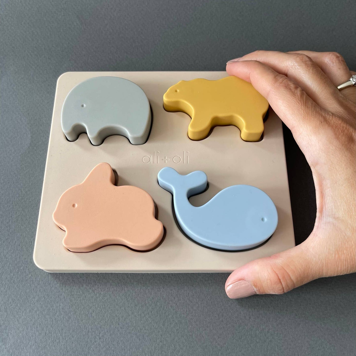 Ali+Oli - Baby Soft Silicone Mini-Animal Puzzle (4pc) Toys for Toddler