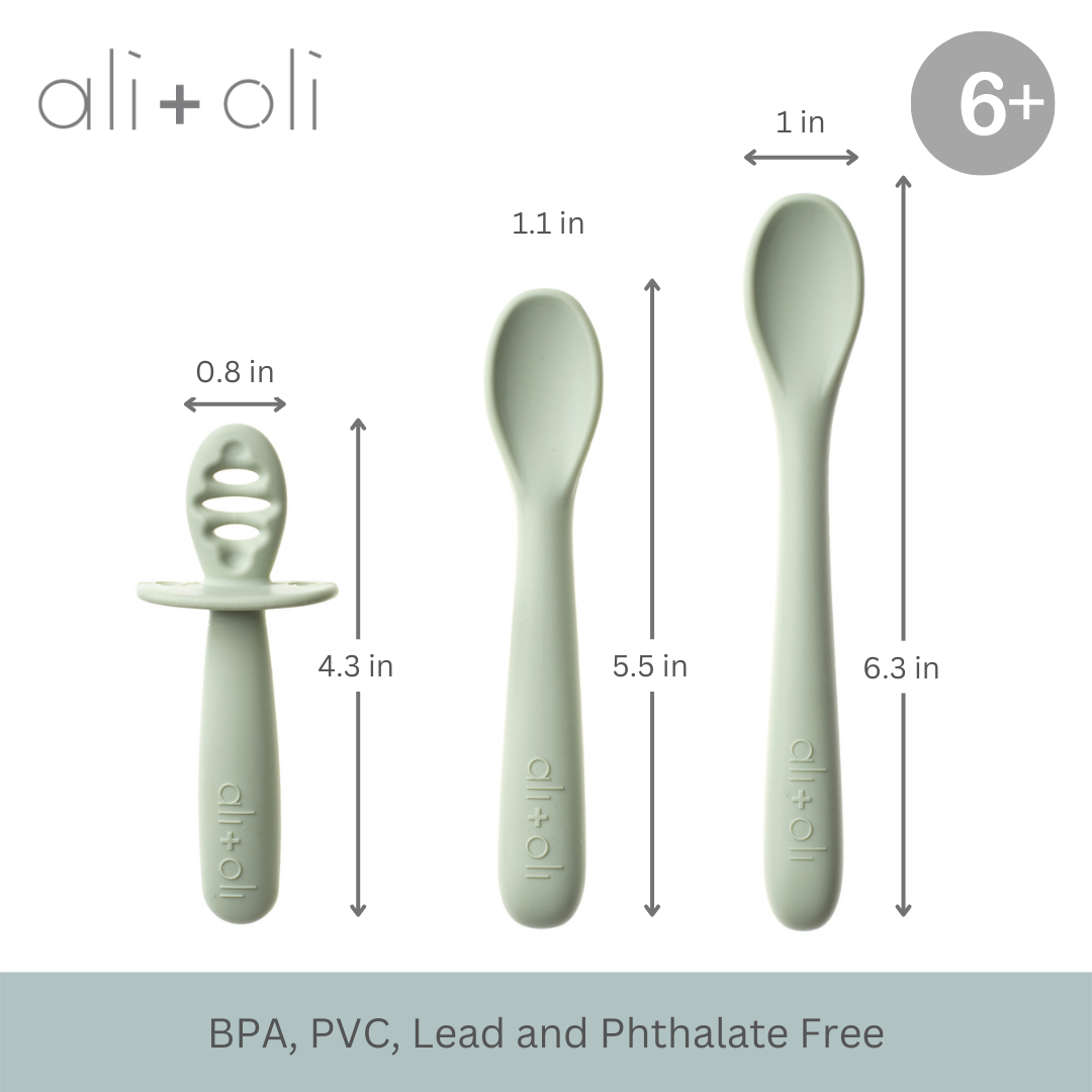 Ali+Oli ali+oli (3pc) silicone spoon set for baby (coco